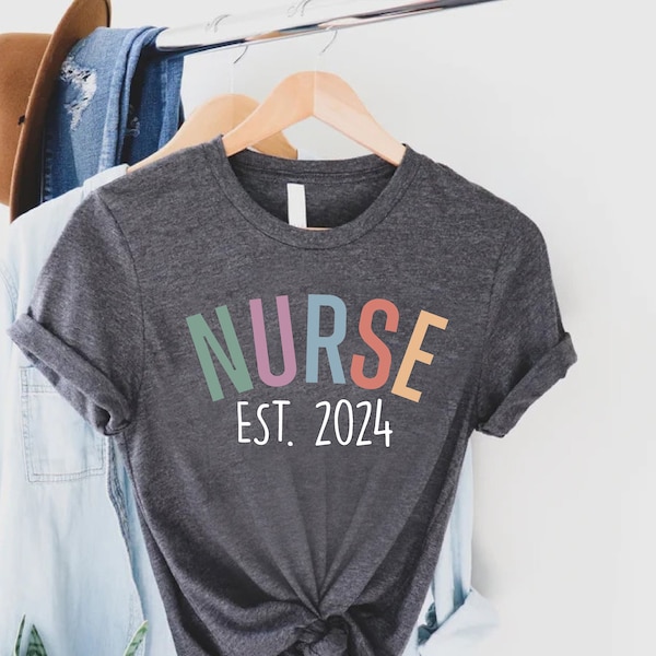 Retro Nurse Grad Shirt,Nurse EST. 2024 Tee,Nursing School Graduation Shirt,Custom Nurse Shirt,New Nurse Gift,Registered Nurse Shirt,RN Shirt