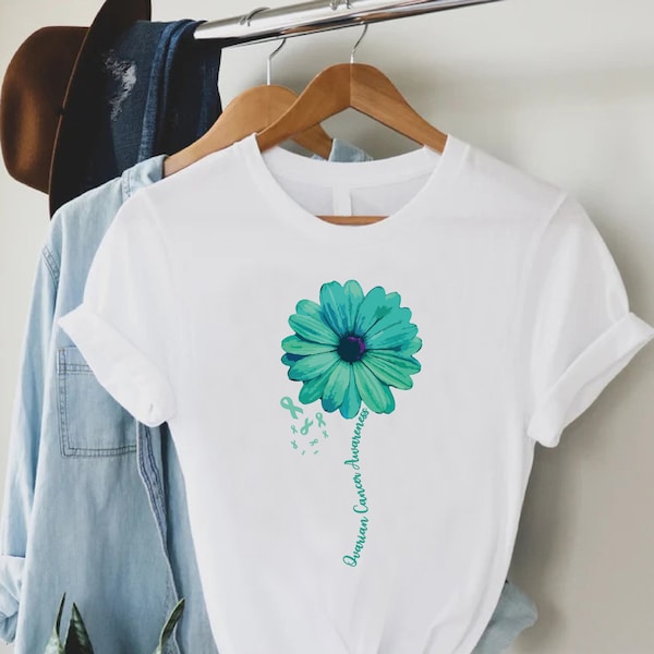 Ovarian Cancer Awareness Shirt,Ovarian Cancer Warrior Tee,Gift For Cancer,Cancer Fighter Shirt,Cancer Ribbon TShirt,Cancer Support Tee Shirt