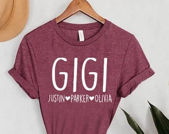 Custom Gigi Shirt, Personalized Grandma Shirt, Gigi Shirt With Grandkids Names,Custom Nana Gift Shirt, Mothers Day Gift, New Grandma Shirt
