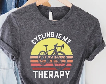 Cycling Is My Therapy Shirt, Funny Biker Tee,,Cycling Lover Gift,Cyclist Shirt