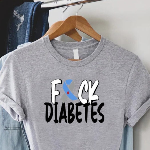 Fuck Diabetes Shirt,Funny Diabetes Gift,Diabetes Awareness Shirt, Diabetes Month, Diabetes Warrior Tee, Diabetes Support T-Shirt,Blue Ribbon