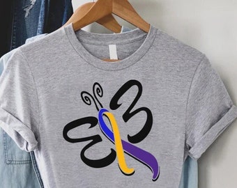 Bladder Cancer Butterfly Ribbon Shirt,Bladder Cancer Gift,Womens Bladder Cancer Awareness Shirt,Cancer Warrior Shirt,Support Bladder Cancer