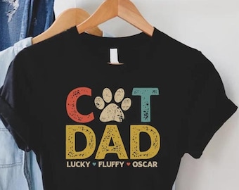 Personalized Cat Dad Shirt,Fathers Day Gift,Custom Cat Names Dad Tee,Custom Cat Owner Gift,Best Cat Dad Ever,Cat Lover Shirt,Gift For Daddy