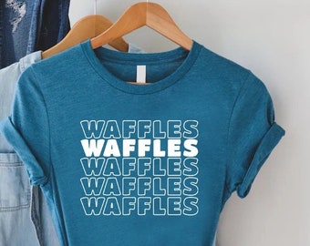 Retro Waffles Shirt,Waffles Word Repeat Shirt,Waffle Fan Shirt,Breakfast Lover Tee,Waffle Lover Gift,Foodie Shirt,Waffles Gift,Waffle Tee