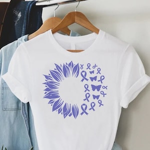 Sunflower Stomach Cancer Shirt,Gastric Cancer T-Shirt,Stomach Cancer Awareness Gift,Cancer Support Shirt,Cancer Fighter,Periwinkle Ribbon
