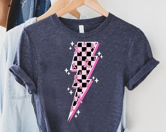 Breast Cancer Lightning Bolt Shirt,Cancer Fighter Gift,Pink October Tee,Breast Cancer Awareness Pink Ribbon Shirt,Cancer Warrior Women Gift