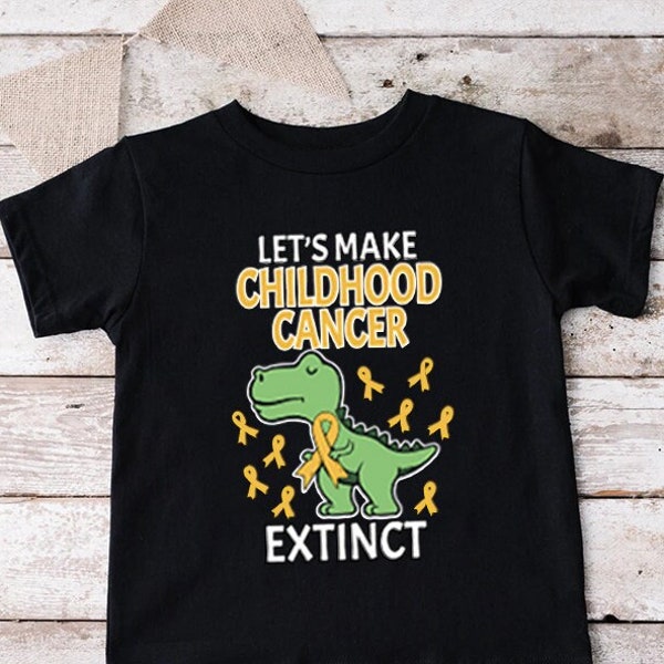 Childhood Cancer Dinosaur Shirt,Let's Make Childhood Cancer Extinct,Kids Cancer Ribbon Shirt,Pediatric Cancer Awareness Tee,Cancer Fighter