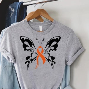 Leukemia Awareness Butterfly Shirt,Orange Ribbon Tee,Leukemia Cancer Gift,Fight Cancer Shirt,Leukemia Cancer Survivor,Blood Cancer Warrior