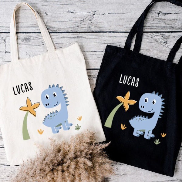 Personalized Kids Tote Bag, Customized Name Kindergarten Bag, Dinosaur Tote Bag, Personalized Baby Diaper Bag, Custom Name Pre-School Bag