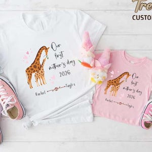 Giraffe First Mothers Day Matching Shirts,Mommy and Me Tees,Mom and Baby Shirts, New Mom Gift image 1