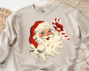 Santa Claus Sweatshirt,Santa Christmas Sweatshirt,Retro Santa Sweater,Candy Cane Shirt,Vintage Santa Shirt,Christmas Gift,Family Christmas