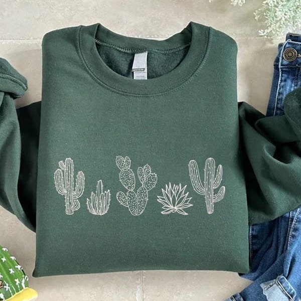 Cactus Llama Pattern Print Women Pullover Hoodie