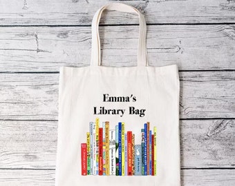 Personalized Book Bag,Custom Book Lover Tote,Customized Library Bag,Bookworm Gift Bag,School Library Bag For Kids & Teacher,Bookish Tote Bag