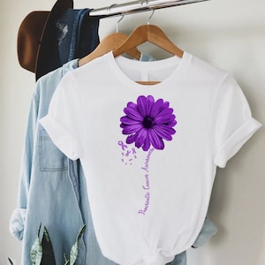 Pancreatic Cancer Awareness Shirt,Pancreatic Cancer Support Gift,Purple Ribbon T-Shirt,Pancreatic Cancer Warrior Survivor Tee,Fight Cancer