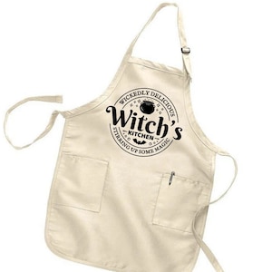 Kitchen Witch Apron,Womens Cooking Apron,Kitchen Witch Gift,Funny Halloween Apron With Pockets,Chef Gift,Halloween Kitchen,Halloween Gifts