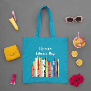 Personalized Book Bag,Custom Book Lover Tote,Customized Library Bag,Bookworm Gift Bag,School Library Bag For Kids & Teacher,Bookish Tote Bag image 8