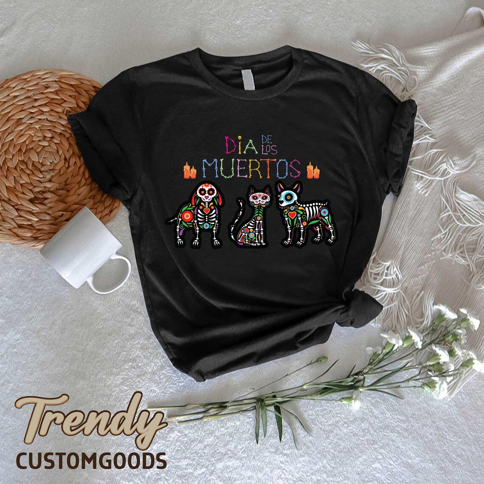Animal Sugar Skull Shirt,dia De Los Muertos T-shirt,day of the Dead T ...