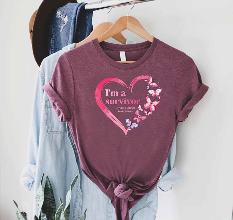Breast Cancer Awareness Shirt,breast Cancer Survivor Tee,butterfly Pink ...