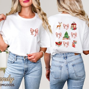 Coquette Christmas Shirt, Trendy Christmas Bows Tee, Front and Back Design, Vintage Holiday Shirt, Girly Christmas Outfit, Cute Xmas Gift