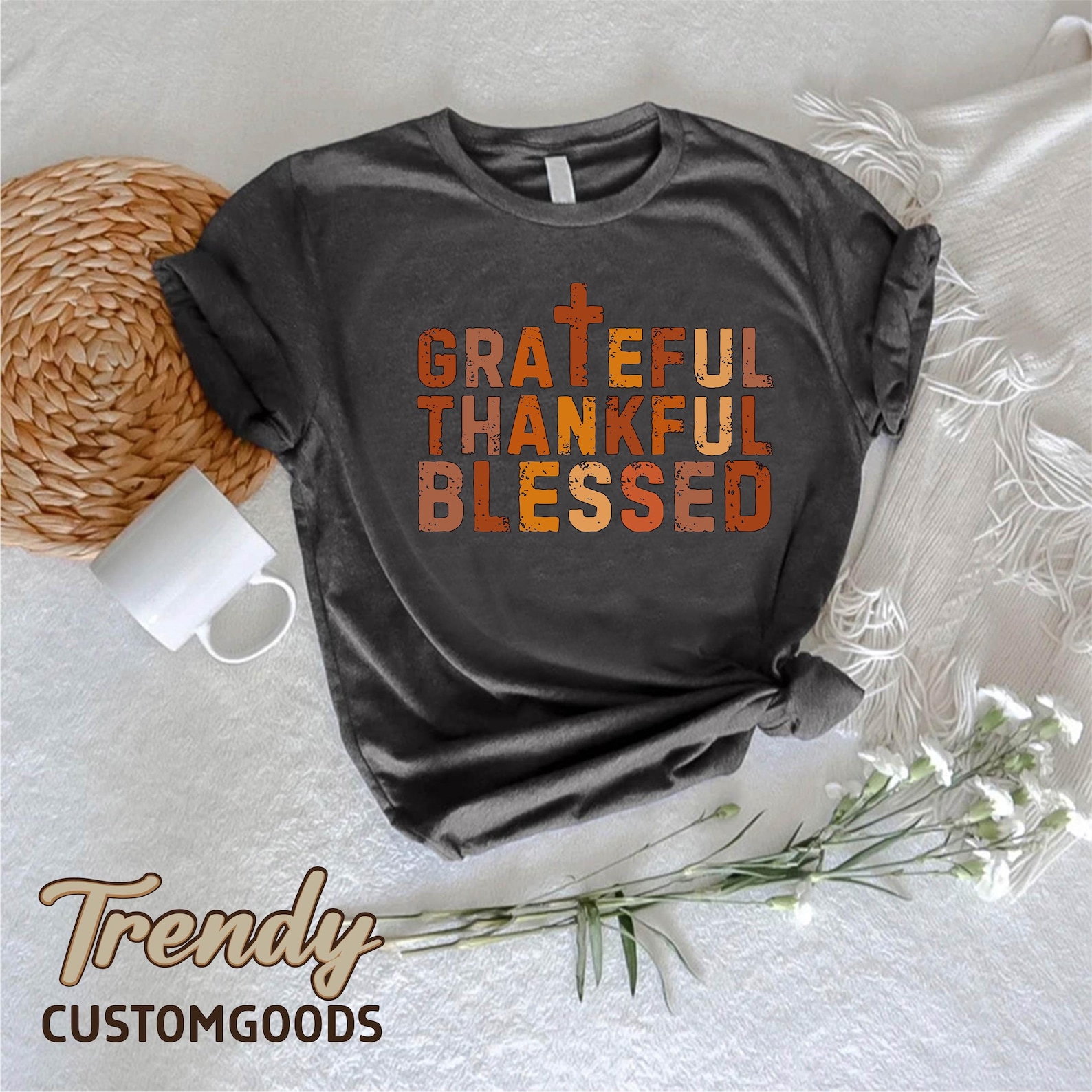 Grateful Thankful Blessed Shirt, Thanksgiving Christian Shirt