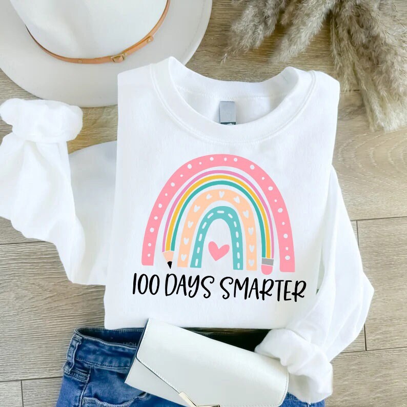 100th Day Of School Techer Sweater,100 Days Of School Smarter Teacher Sweatshirt,Teacher Gift,Teacher 100 Days Crewneck,100 Days Celebration