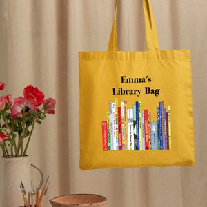 Personalized Book Bag,Custom Book Lover Tote,Customized Library Bag,Bookworm Gift Bag,School Library Bag For Kids & Teacher,Bookish Tote Bag image 6