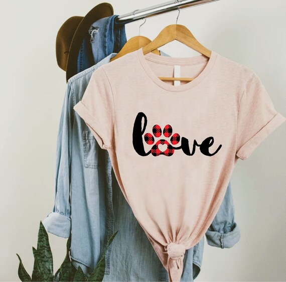 Buffalo Plaid Dog Paw Print Love T-Shirt Buffalo Plaid Dog Paw Print Love T-Shirt