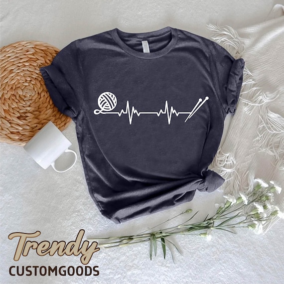 Funny Crochet Shirt,Crochet Lover Gift,Womens Crochet Shirt,Mom Gift,Crocheter Gift,Yarn Heartbeat TShirt,Knitting Shirt,Crochet Lover Tee