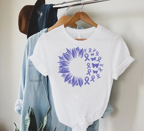 Sunflower Stomach Cancer Shirt,Gastric Cancer T-Shirt,Stomach Cancer Awareness Gift,Cancer Support Shirt,Cancer Fighter,Periwinkle Ribbon