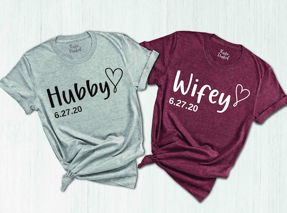 Custom Hubby Wifey Shirts, Newlywed Shirts, Wife Husband Shirt, Wedding Gift,Anniversary Shirts, Just Married Shirts, Honeymoon Gift Shirts