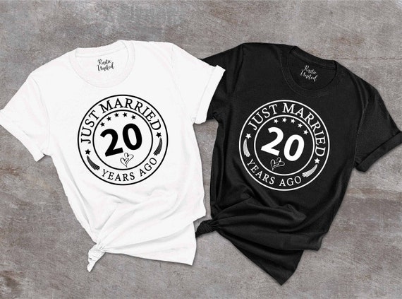 20th Wedding Anniversary T-Shirt Just Married 20 Years Ago 20th Wedding Anniversary T-Shirt Just Married 20 Years Ago