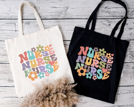 Floral Nurse Tote Bag,Cute Nurse Gift,Shoulder Bag For Nurse,Nurse Appreciation Bag,Nursing Tote,Nurse Life Bag,Tote Bag Gift For Nurse Week