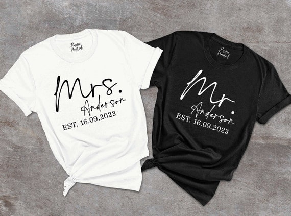 Personalized Mr. And Mrs. Shirt,Custom Wifey Hubby Shirts,Just Married Shirt,Wedding Anniversary Gift,Matching Couples Shirt,Honeymoon Gift