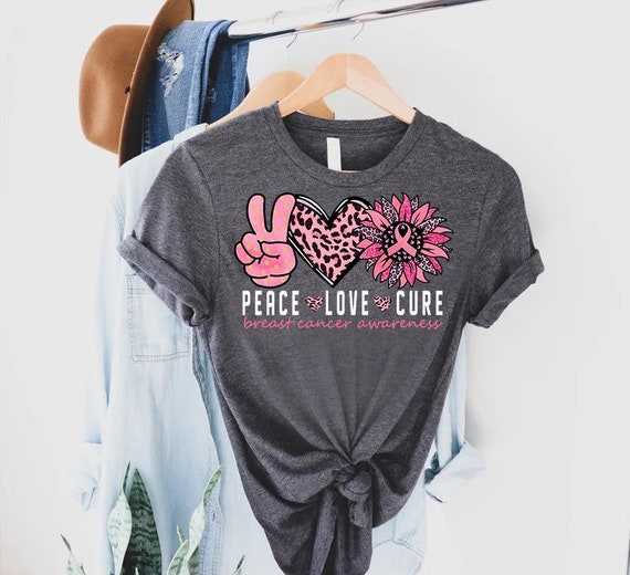 Peace Love Cure Pink Ribbon Breast Cancer Awareness Gift T-Shirt Peace Love Cure Pink Ribbon Breast Cancer Awareness Gift T-Shirt