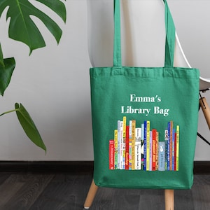 Personalized Book Bag,Custom Book Lover Tote,Customized Library Bag,Bookworm Gift Bag,School Library Bag For Kids & Teacher,Bookish Tote Bag image 9