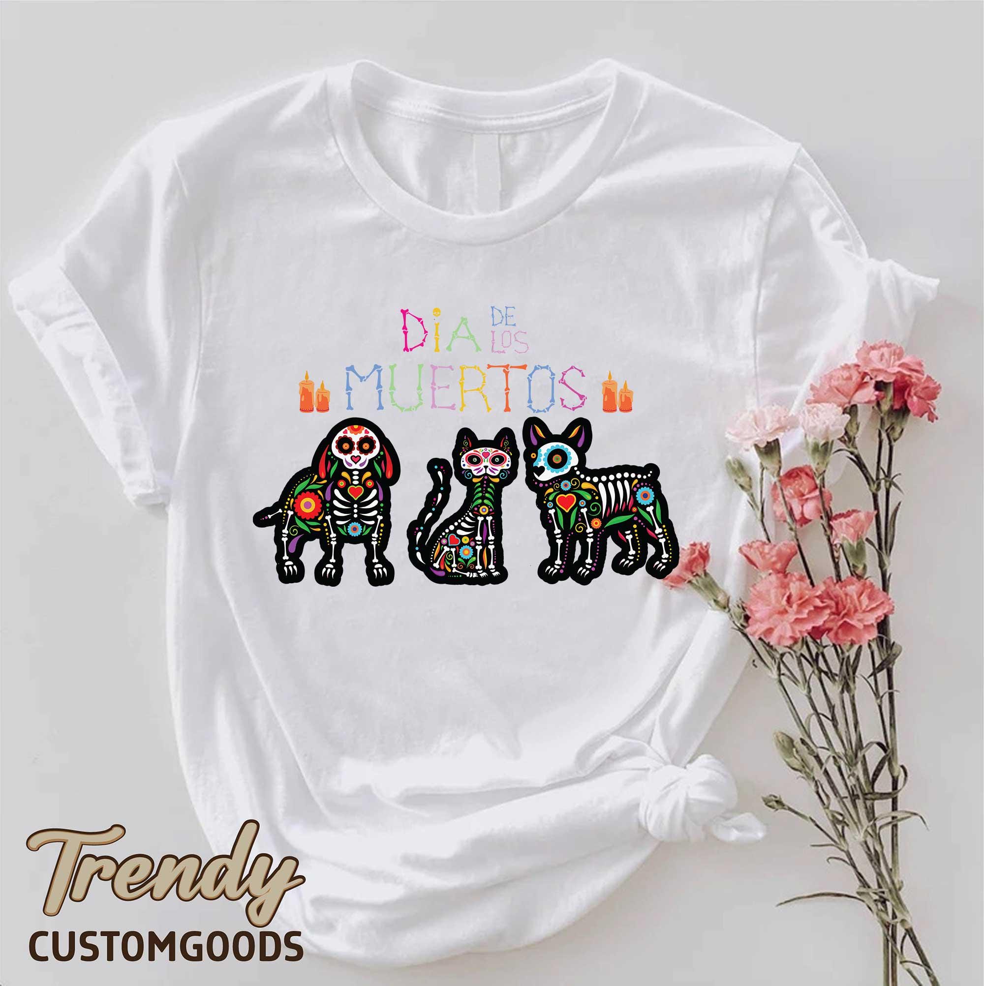 Animal Sugar Skull Shirt,dia De Los Muertos T-shirt,day of the Dead T ...