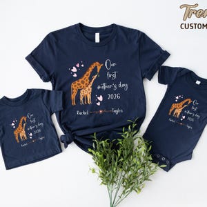 Giraffe First Mothers Day Matching Shirts,Mommy and Me Tees,Mom and Baby Shirts, New Mom Gift image 5