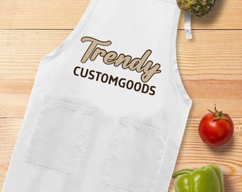 Custom Text-Logo Apron,Personalized Kitchen Apron,Custom Chef Apron,Customized Womens & Mens Apron,Apron With Pockets,Custom Apron Gift