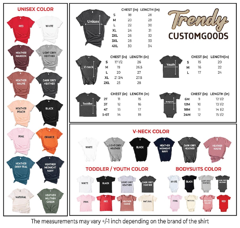 a poster showing the different colors of t - shirts