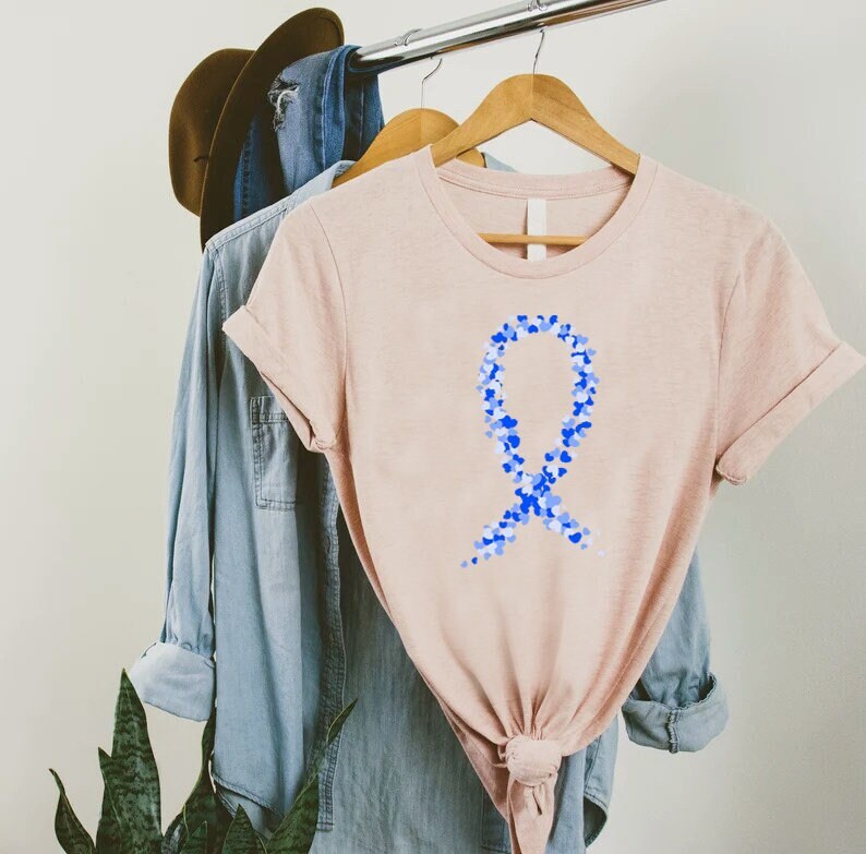 LOVE FIGTH WIN Colon Cancer Survivor Awareness Ribbons Shirt