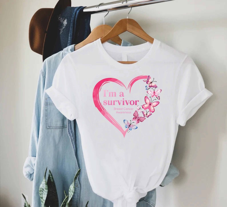 Breast Cancer Awareness Shirt,breast Cancer Survivor Tee,butterfly Pink ...