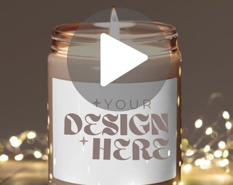 Soy candle mockup VIDEO, 9oz candle mockup, Candle jar mockup, Blank scented white candle mock-up, POD Canva mock VIDEO