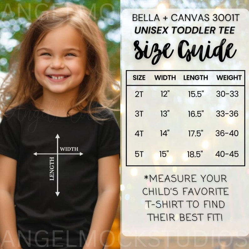 Bella Canvas 3001T Toddler Tshirt Size Chart, Size Guide, Shirt