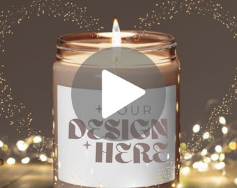 Soy candle mockup VIDEO, 9oz candle mockup, Candle jar mockup, Blank scented white candle mock-up, POD Canva mock VIDEO