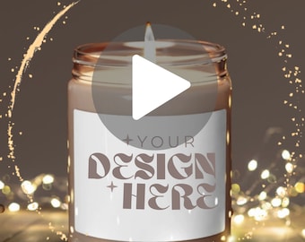 Soy candle mockup VIDEO, 9oz candle mockup, Candle jar mockup, Blank scented white candle mock-up, POD Canva mock VIDEO