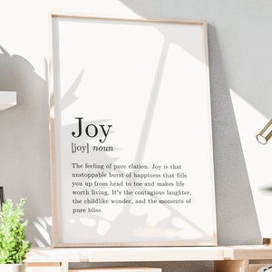 Joy Definition comme affiche imprimable comme cadeau d’anniversaire