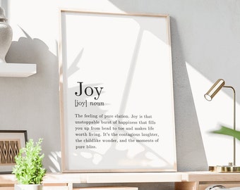 Joy Definition comme affiche imprimable comme cadeau d’anniversaire