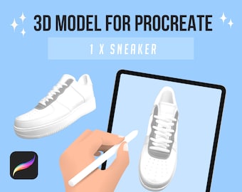 1 x Sneaker 3D Model for Procreate 3D Digital Painting on iPad | Part of 3D Models Accessories Asset Pack for Procreate