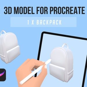 1 x Backpack 3D Model for Procreate 3D Digital Painting on iPad | Taken from Procreate 3D Accessories Asset Pack
