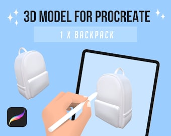 1 x Backpack 3D Model for Procreate 3D Digital Painting on iPad | Taken from Procreate 3D Accessories Asset Pack